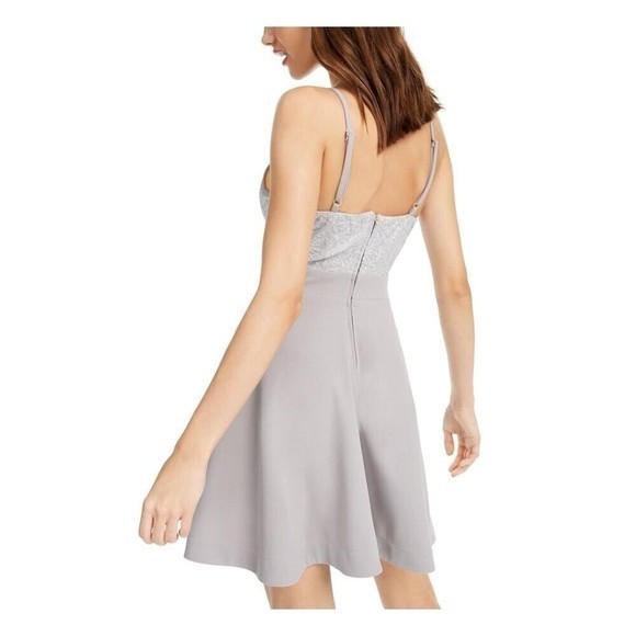 New Speechless Party Social Dress Short Fit Flare Grey Silver Size 9 - Picture 5 of 7